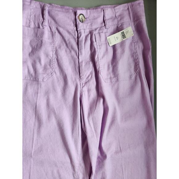 NWT thropologie The Colette Cropped Wide-Leg Linen Pants Sz 30P Lavender 7B408 - Picture 4 of 16